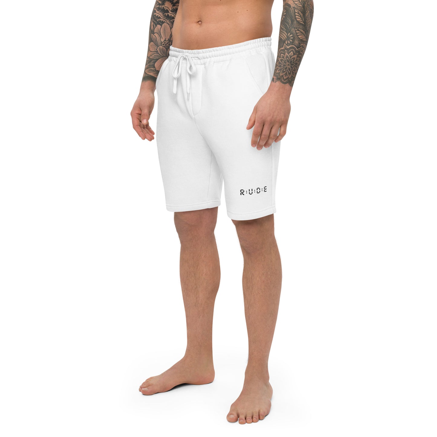 Men's fleece shorts in white – premium streetwear shorts | Rude Attire