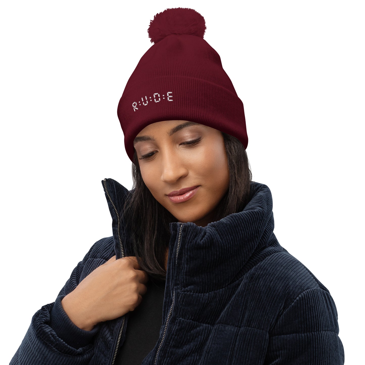 One size, Pom Pom Beanie (with EMBROIDERED logo. Available in 6 colours