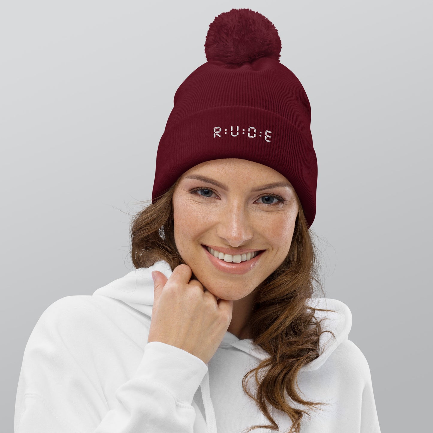One size, Pom Pom Beanie (with EMBROIDERED logo. Available in 6 colours