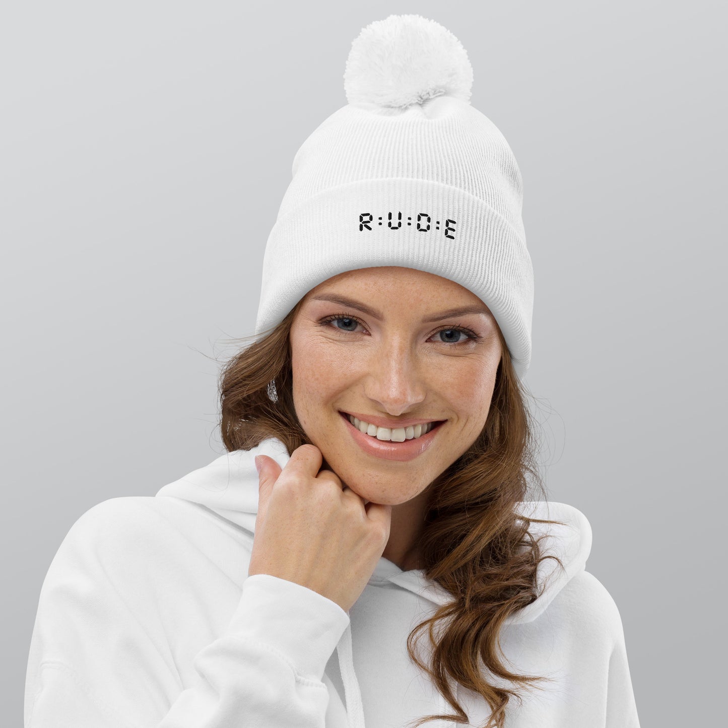 One size, Pom Pom Beanie (with EMBROIDERED logo. Available in 6 colours