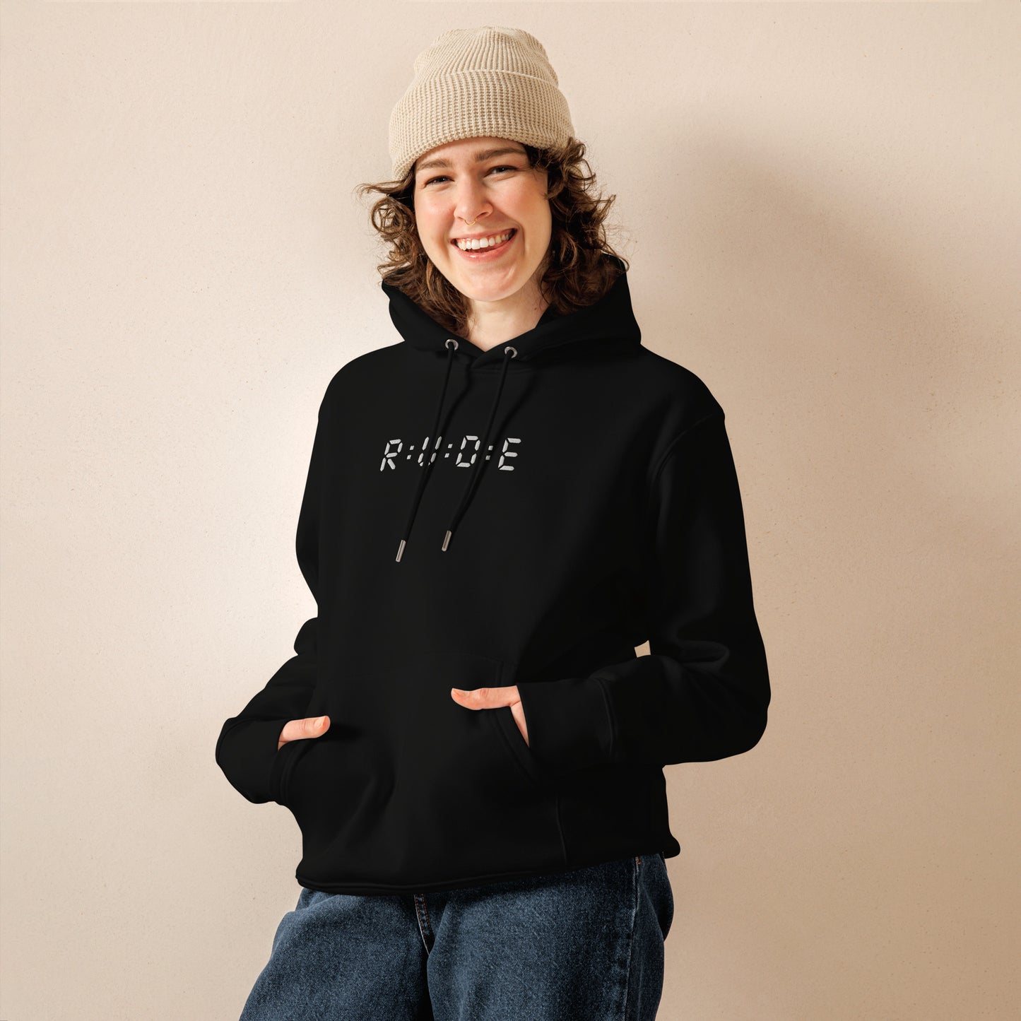 350gsm luxury cosy eco hoodie (with EMBROIDERED Black logo detail to front and printed logo to back). 85% COTTON, available in 3 colours.