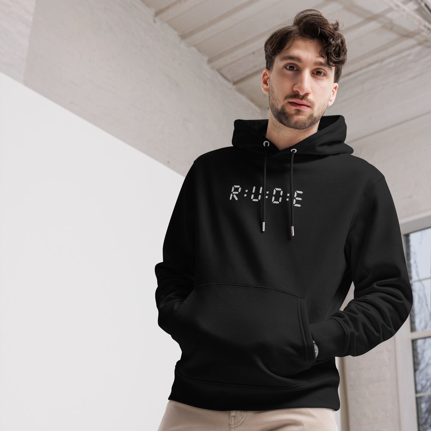 350gsm luxury cosy eco hoodie (with EMBROIDERED Black logo detail to front and printed logo to back). 85% COTTON, available in 3 colours.