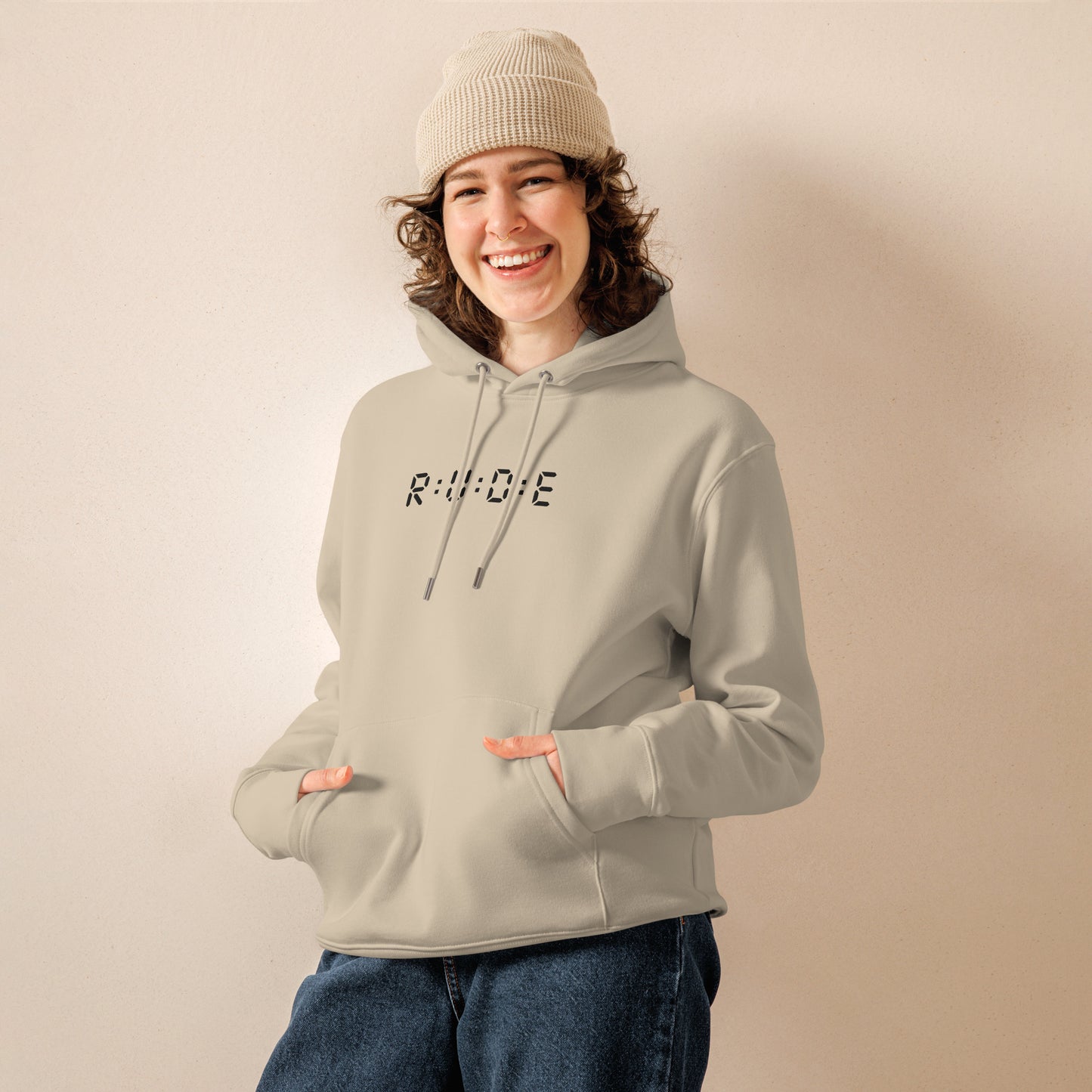 350gsm luxury cosy eco hoodie (with EMBROIDERED Black logo detail to front and printed logo to back). 85% COTTON, available in 3 colours.