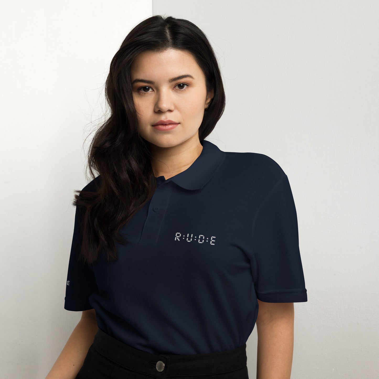 Unisex pique polo shirt in navy – premium streetwear polo | Rude Attire