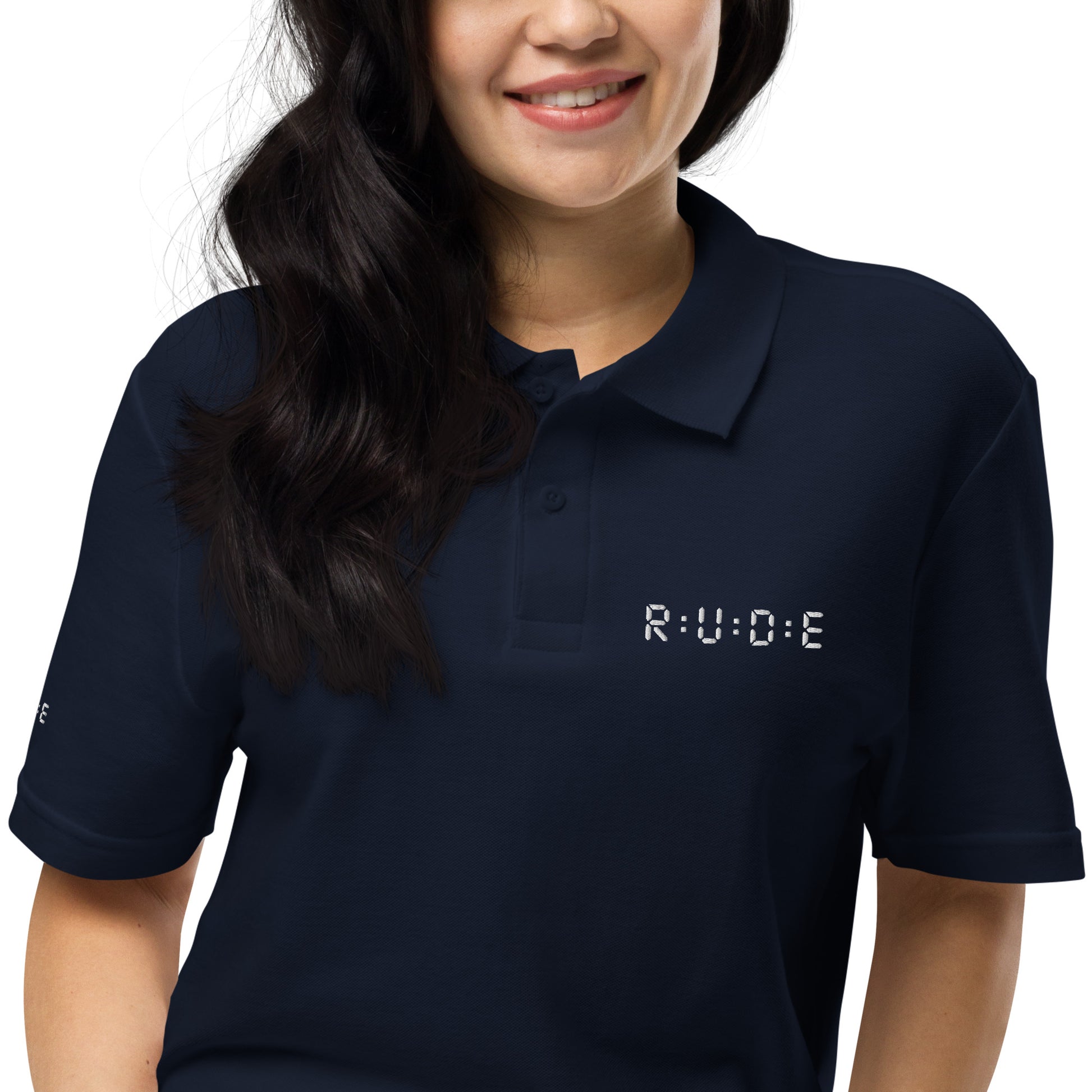 Unisex pique polo shirt in navy – premium streetwear polo | Rude Attire