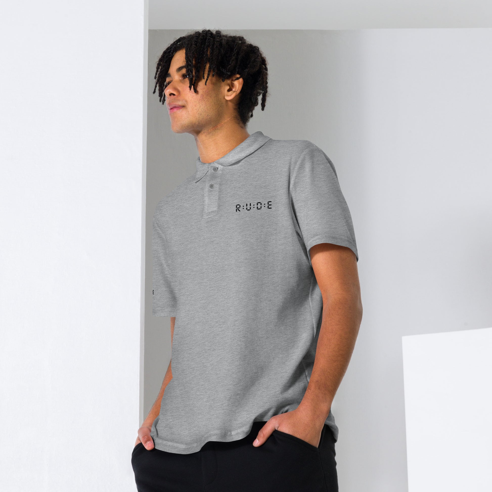 Unisex pique polo shirt in Grey – premium streetwear polo | Rude Attire