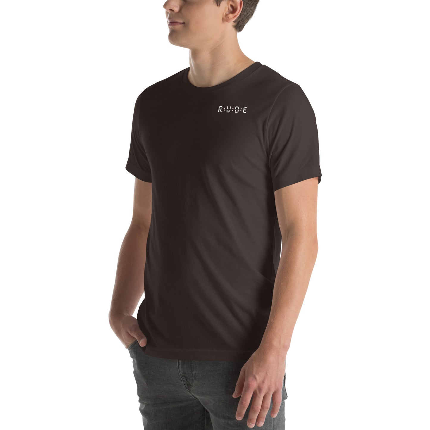 Unisex t-shirt, 100% combed and ring-spun cotton. 142 gsm. Available in 8 colours (logo PRINTED to front, back and right sleeve).