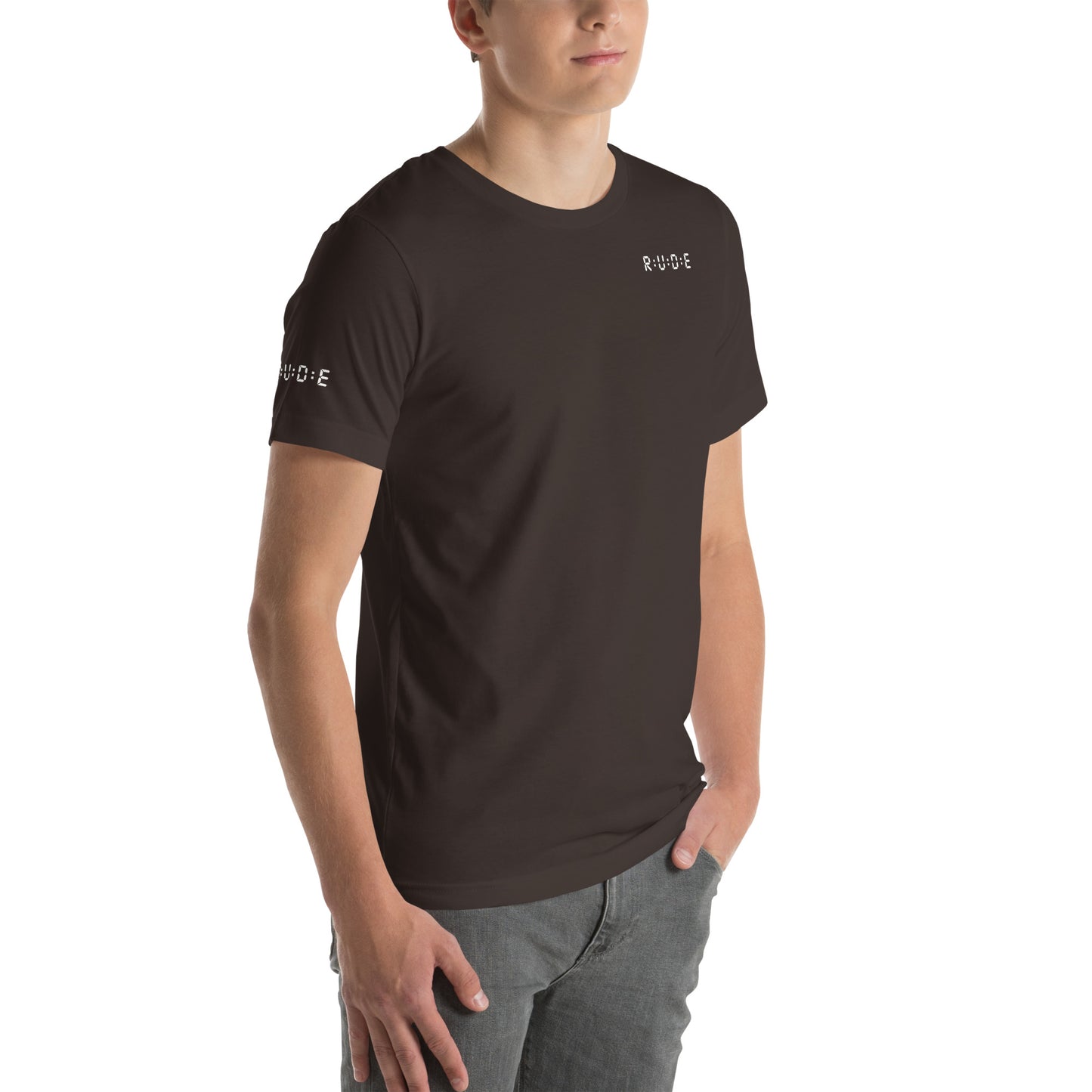 Unisex t-shirt, 100% combed and ring-spun cotton. 142 gsm. Available in 8 colours (logo PRINTED to front, back and right sleeve).
