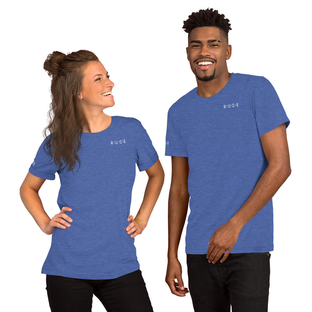 Unisex t-shirt, 100% combed and ring-spun cotton. 142 gsm. Available in 8 colours (logo PRINTED to front, back and right sleeve).