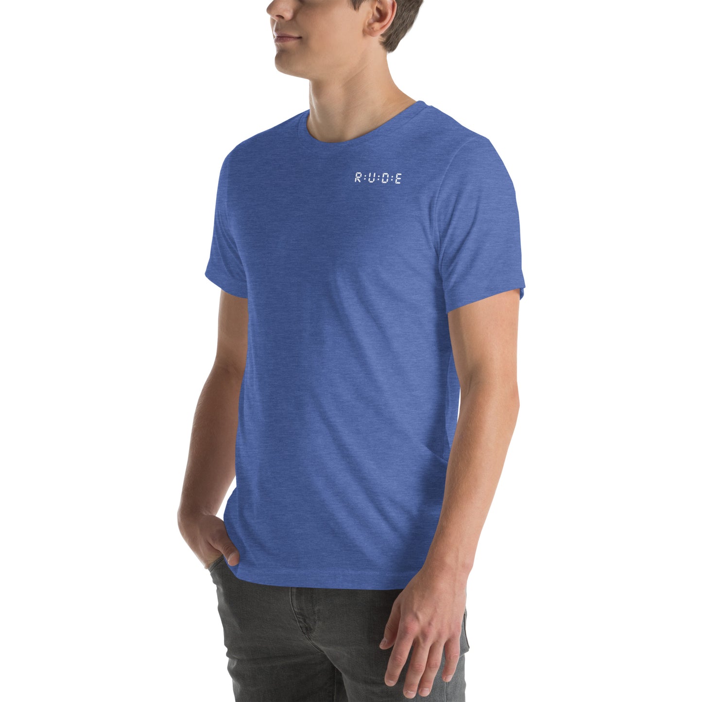 Unisex t-shirt, 100% combed and ring-spun cotton. 142 gsm. Available in 8 colours (logo PRINTED to front, back and right sleeve).