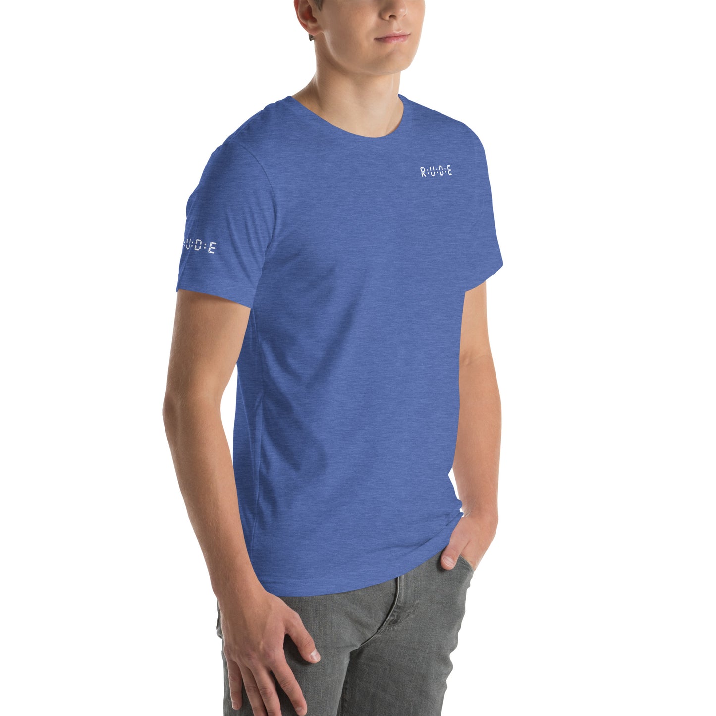 Unisex t-shirt, 100% combed and ring-spun cotton. 142 gsm. Available in 8 colours (logo PRINTED to front, back and right sleeve).