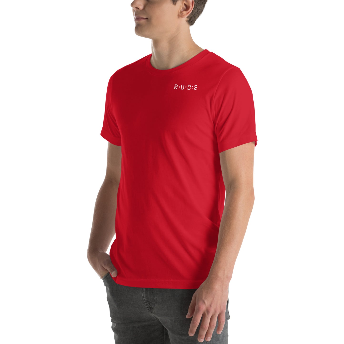 Unisex t-shirt, 100% combed and ring-spun cotton. 142 gsm. Available in 8 colours (logo PRINTED to front, back and right sleeve).