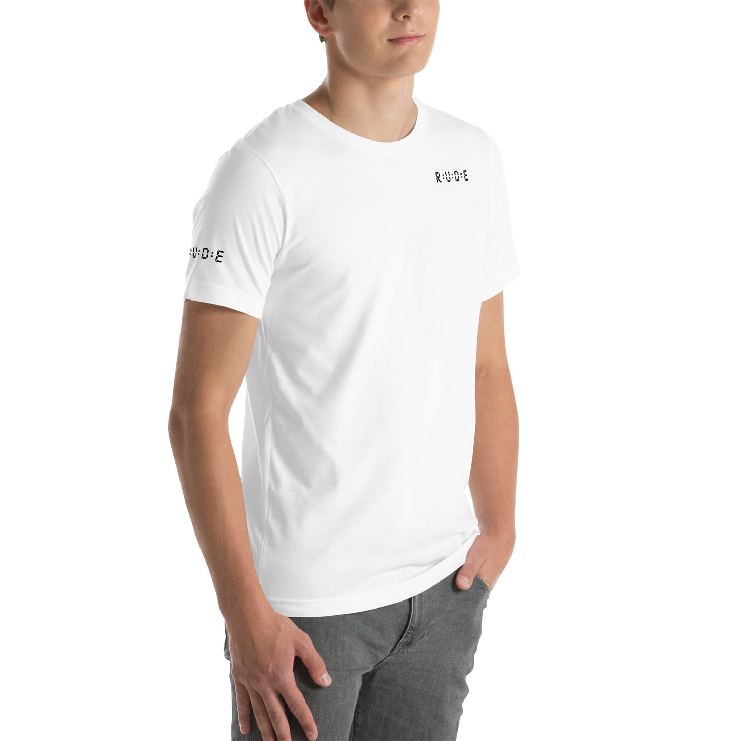 Unisex t-shirt, 100% combed and ring-spun cotton. 142 gsm. Available in 8 colours (logo PRINTED to front, back and right sleeve).