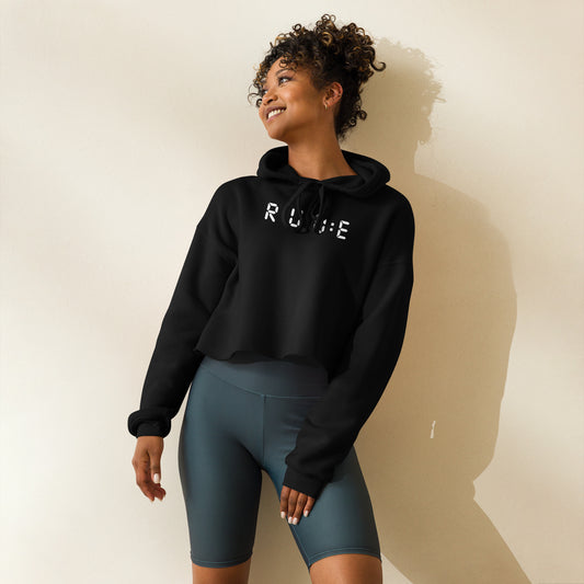 High Fashion Crop Hoodie with printed logo.