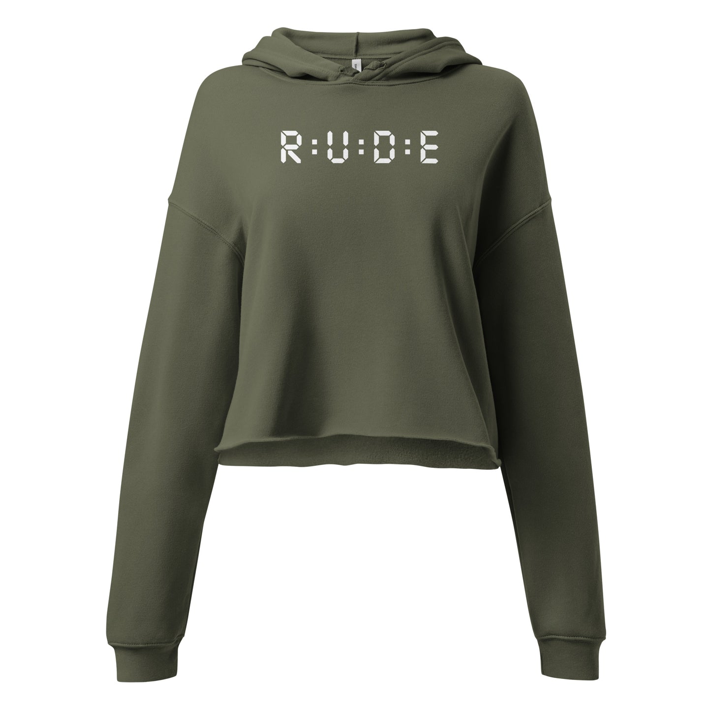High Fashion Crop Hoodie with printed logo.