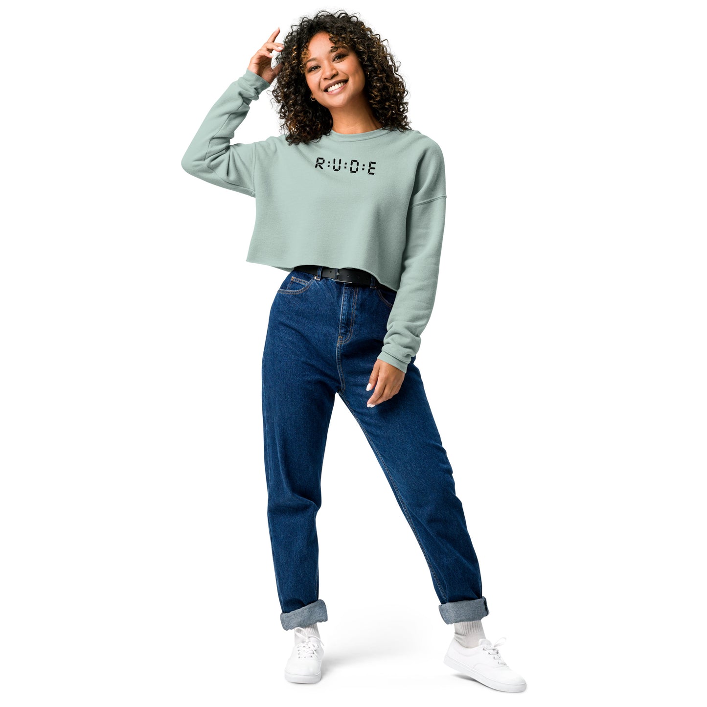 Crop Sweatshirt with Embroidered Logo.