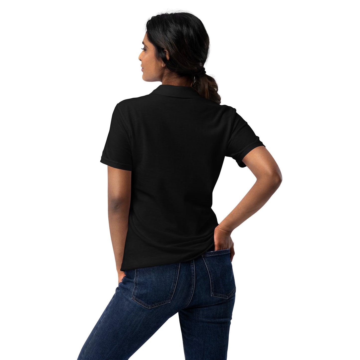 Women's pique polo shirt in black – premium streetwear polo | Rude Attire