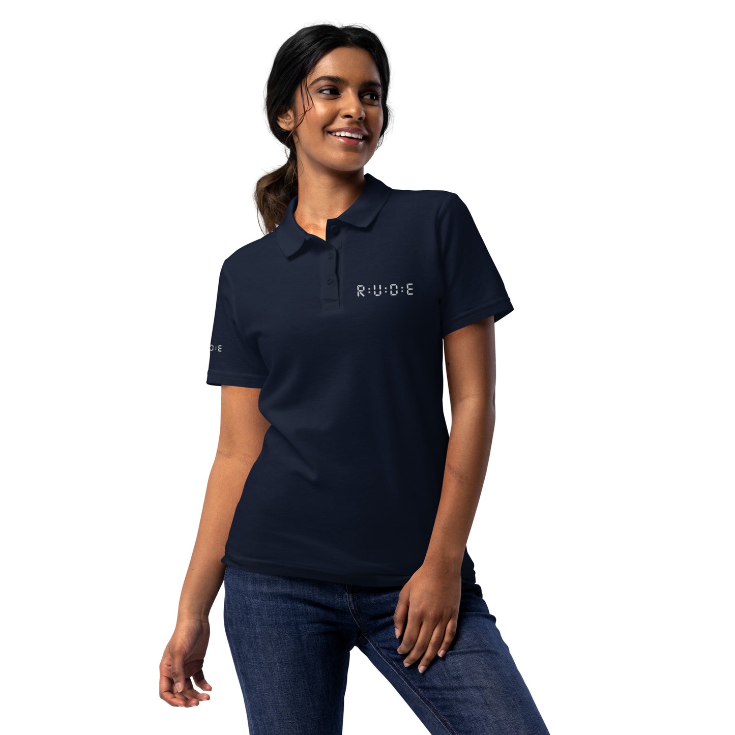 Women's pique polo shirt in navy – premium streetwear polo | Rude Attire