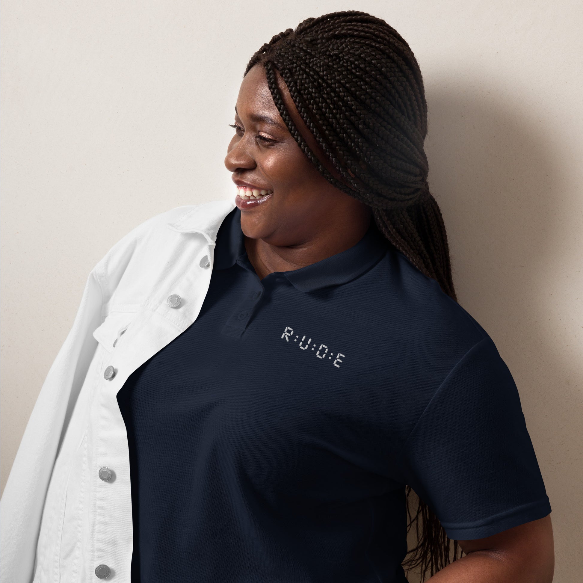 Women's pique polo shirt in navy – premium streetwear polo | Rude Attire