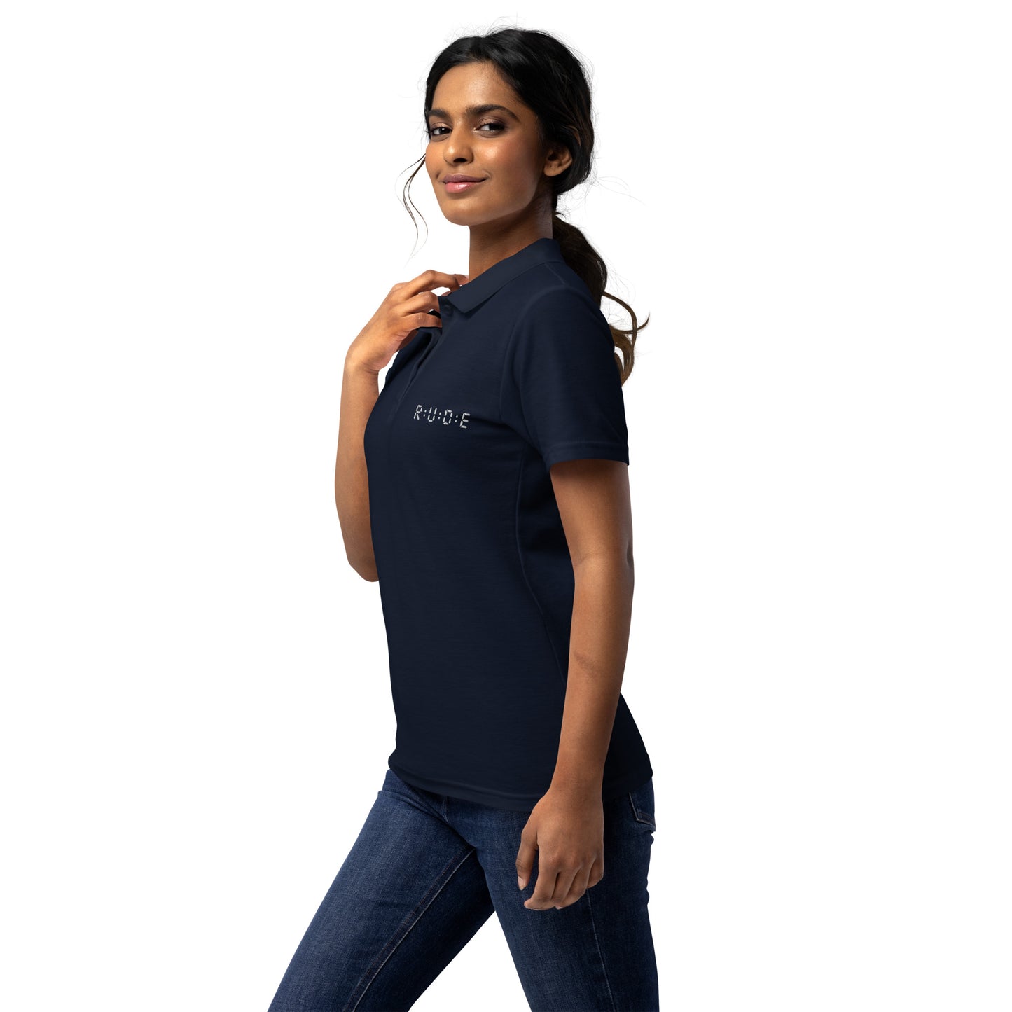 Women's pique polo shirt in navy – premium streetwear polo | Rude Attire