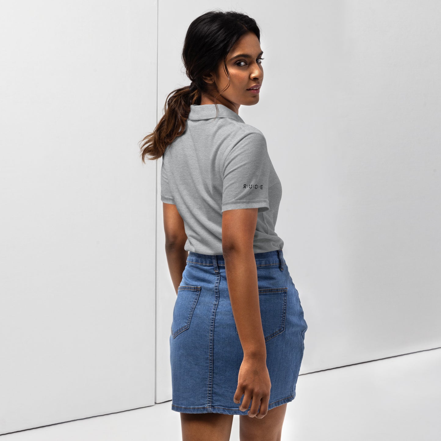 Women's pique polo shirt in grey – premium streetwear polo | Rude Attire