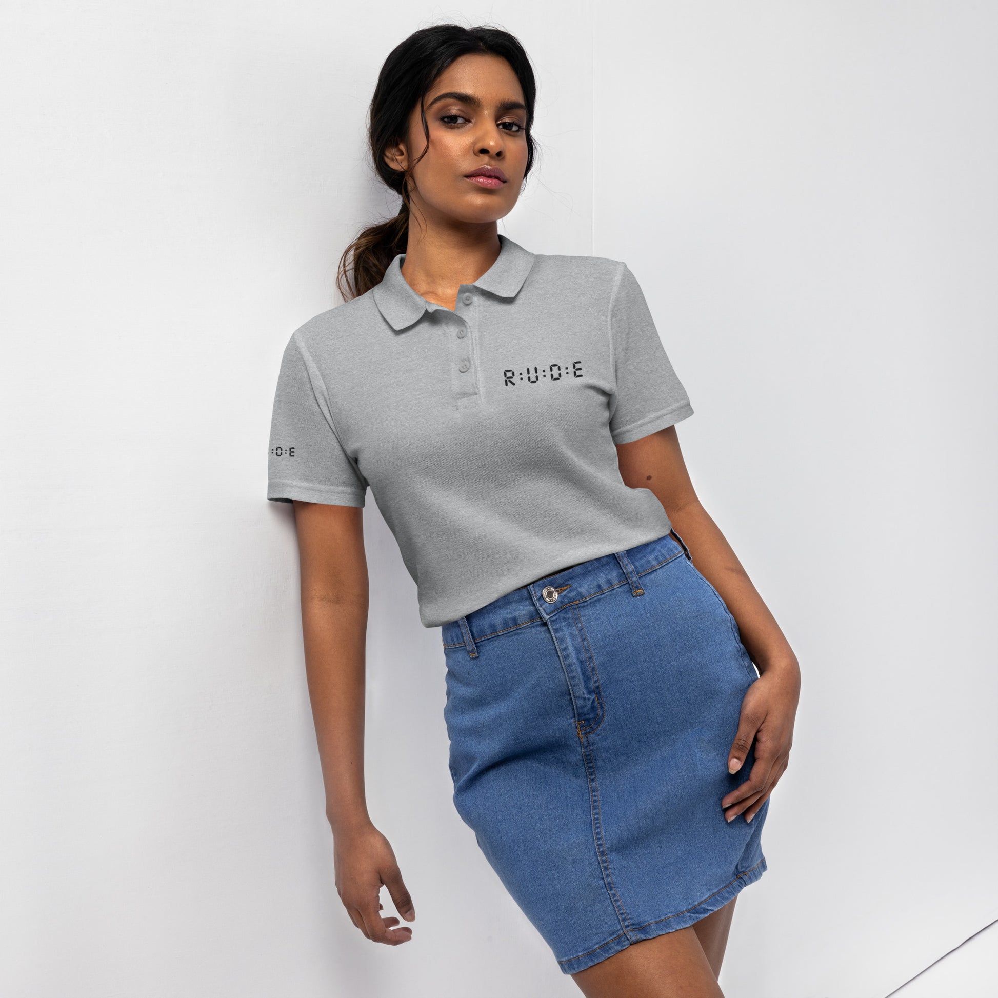 Women's pique polo shirt in grey – premium streetwear polo | Rude Attire