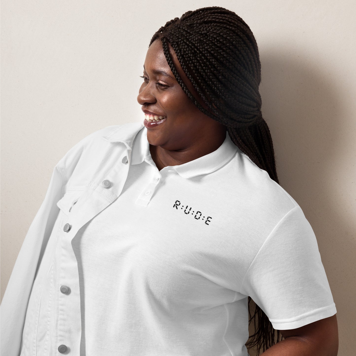 Women's pique polo shirt in white – premium streetwear polo | Rude Attire