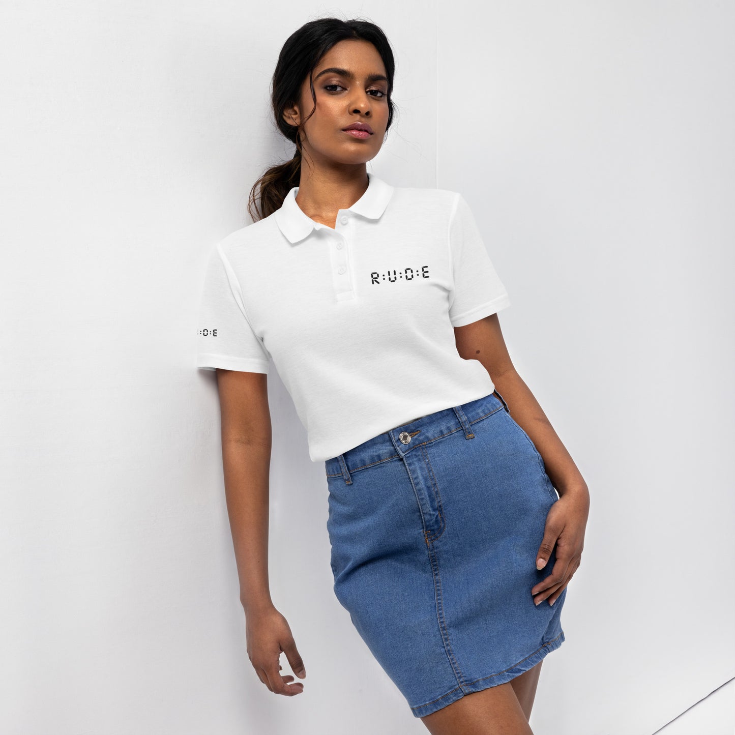Women's pique polo shirt in white – premium streetwear polo | Rude Attire