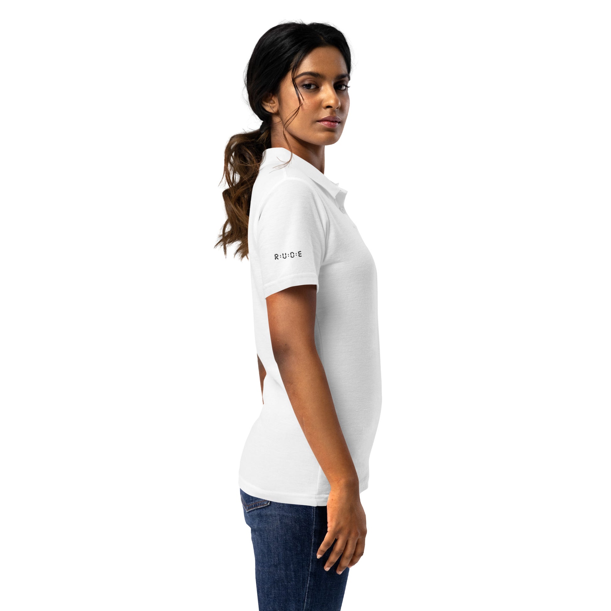 Women's pique polo shirt in white – premium streetwear polo | Rude Attire